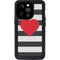 Black And White Striped Heart iPhone 15 Pro Waterproof Case