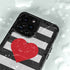Black And White Striped Heart iPhone 15 Pro Waterproof Case