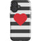 Black And White Striped Heart iPhone 16 Impact Case