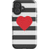 Black And White Striped Heart iPhone 16 Impact Case