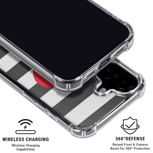 Black And White Striped Heart iPhone 16 MagSafe Case