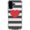 Black And White Striped Heart iPhone 16 Plus Clear Case