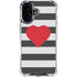 Black And White Striped Heart iPhone 16 Plus Clear Case