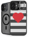 Black And White Striped Heart iPhone 16 Plus Kickstand Case