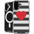 Black And White Striped Heart iPhone 16 Plus MagSafe Case