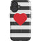 Black And White Striped Heart iPhone 16 Plus Magsafe Impact Case