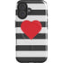 Black And White Striped Heart iPhone 16 Plus Magsafe Impact Case
