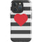 Black And White Striped Heart iPhone 16 Pro Impact Case