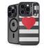 Black And White Striped Heart iPhone 16 Pro Kickstand Case
