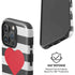 Black And White Striped Heart iPhone 16 Pro Magsafe Impact Case