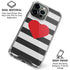 Black And White Striped Heart iPhone 16 Pro Max Clear Case