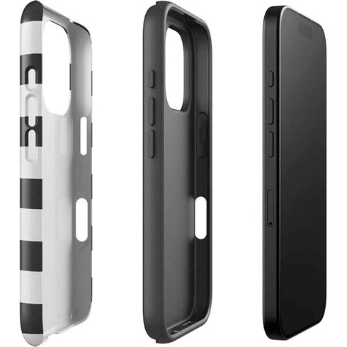 Black And White Striped Heart iPhone 16 Pro Max Impact Case