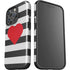Black And White Striped Heart iPhone 16 Pro Max Impact Case