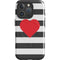 Black And White Striped Heart iPhone 16 Pro Max Magsafe Impact Case