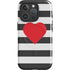 Black And White Striped Heart iPhone 16 Pro Max Magsafe Impact Case