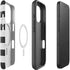 Black And White Striped Heart iPhone 16 Pro Max Magsafe Impact Case