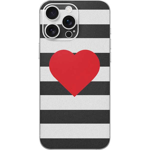 Black And White Striped Heart iPhone 16 Pro Max Skin