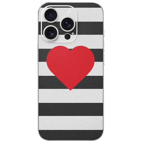 Black And White Striped Heart iPhone 16 Pro Skin