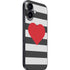 Black And White Striped Heart iPhone 16 Skin