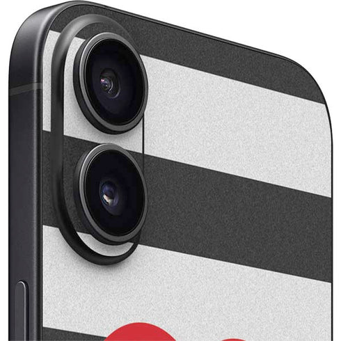 Black And White Striped Heart iPhone 16 Skin