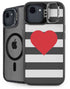 Black And White Striped Heart iPhone 16e Kickstand Case