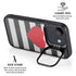 Black And White Striped Heart iPhone 16e Kickstand Case