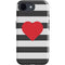 Black And White Striped Heart iPhone 16e Impact Case