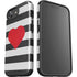 Black And White Striped Heart iPhone 16e Impact Case