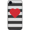 Black And White Striped Heart iPhone 16e Skin
