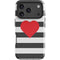 Black And White Striped Heart iPhone 18 Pro Impact Case