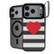 Black And White Striped Heart iPhone 18 Pro Kickstand Case