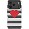Black And White Striped Heart iPhone 18 Pro Max Impact Case