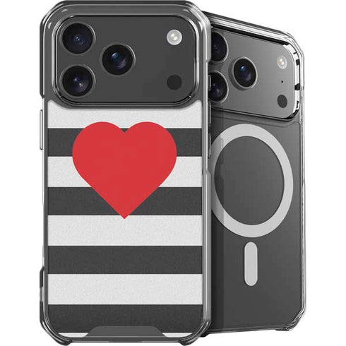 Black And White Striped Heart iPhone 18 Pro Max MagSafe Case