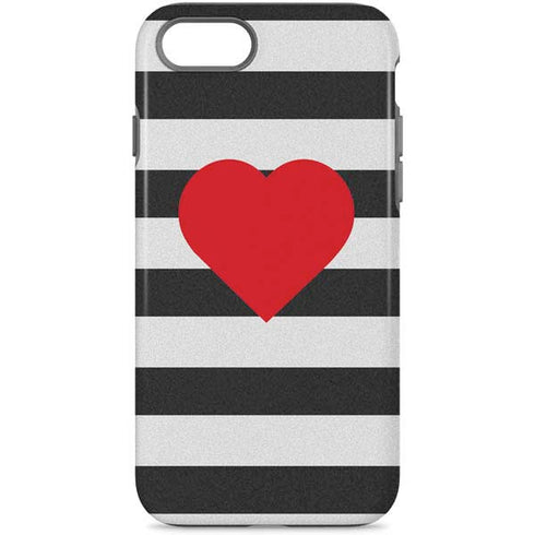 Black And White Striped Heart iPhone Cases