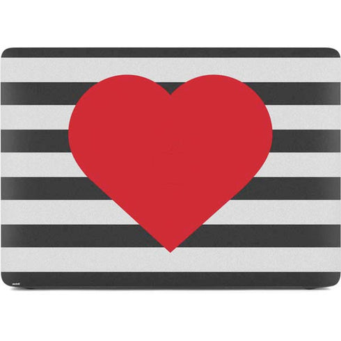 Black And White Striped Heart Apple MacBook Air Skin