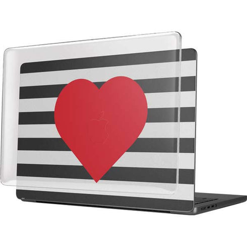 Black And White Striped Heart MacBook Pro 14in (2021-24) Case plus Skin