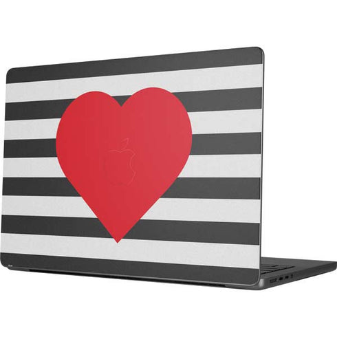 Black And White Striped Heart Apple MacBook Pro 14-inch Skin