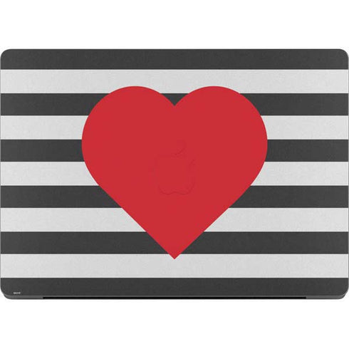 Black And White Striped Heart Apple MacBook Pro 14-inch Skin