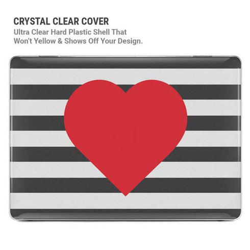 Black And White Striped Heart MacBook Cases
