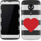 Black And White Striped Heart Moto E5 Play Skin
