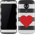 Black And White Striped Heart Moto E5 Play Skin