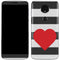Black And White Striped Heart Moto E5 Plus Skin