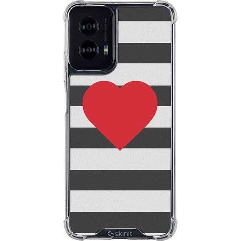 Black And White Striped Heart Moto G Power 5G (2024) Clear Case