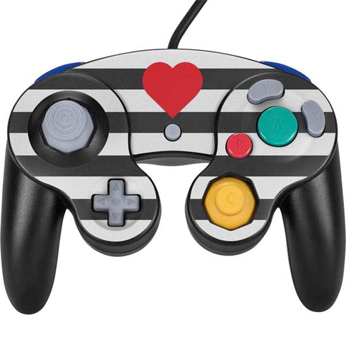 Black And White Striped Heart Nintendo Skins