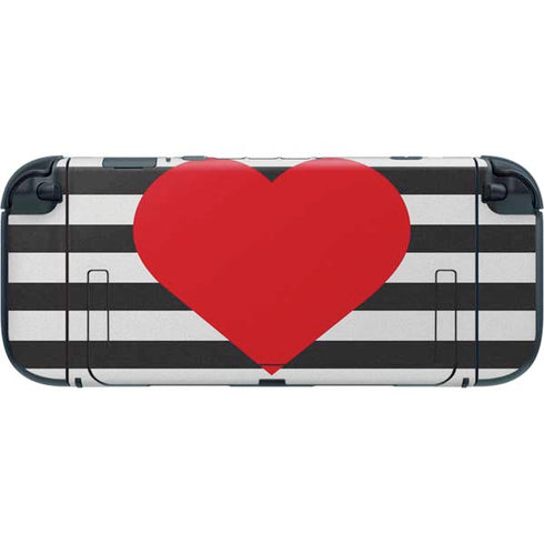 Black And White Striped Heart Nintendo Switch 2 (2025) with Joy-Con Skin