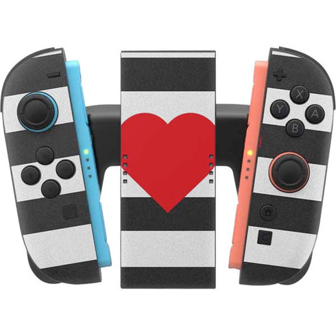 Black And White Striped Heart Nintendo Switch 2 (2025) Joy-Con Controller Skin