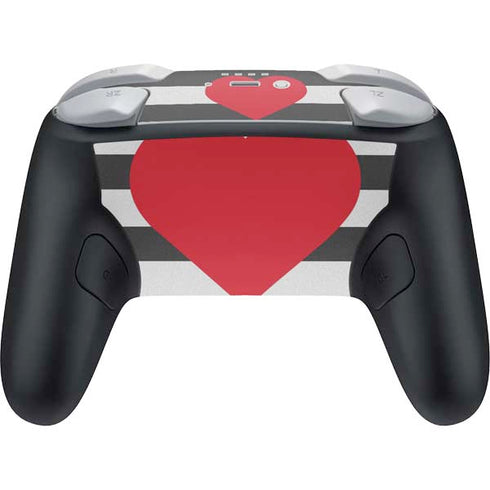 Black And White Striped Heart Nintendo Switch 2 (2025) Pro Controller Skin