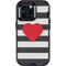 Black And White Striped Heart Otterbox Defender iPhone Skin