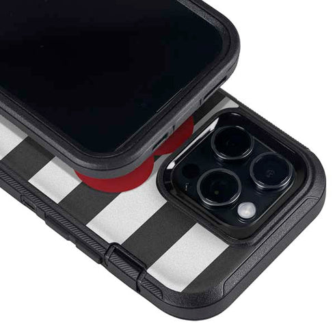Black And White Striped Heart Otterbox Defender iPhone Skin