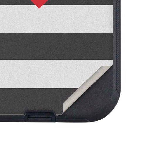 Black And White Striped Heart Otterbox Defender iPhone Skin